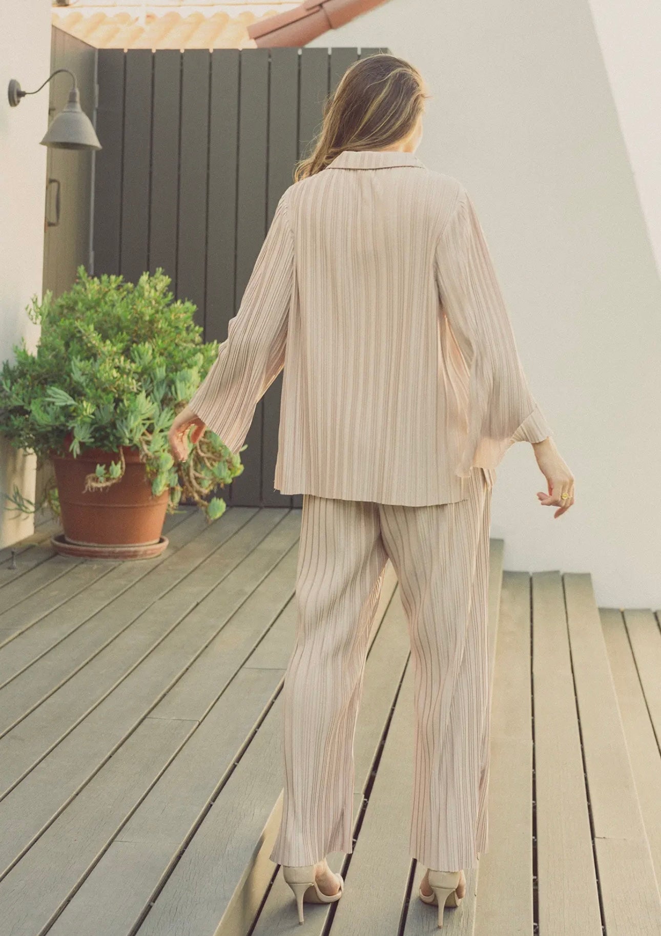 Latte Pleated Shirt