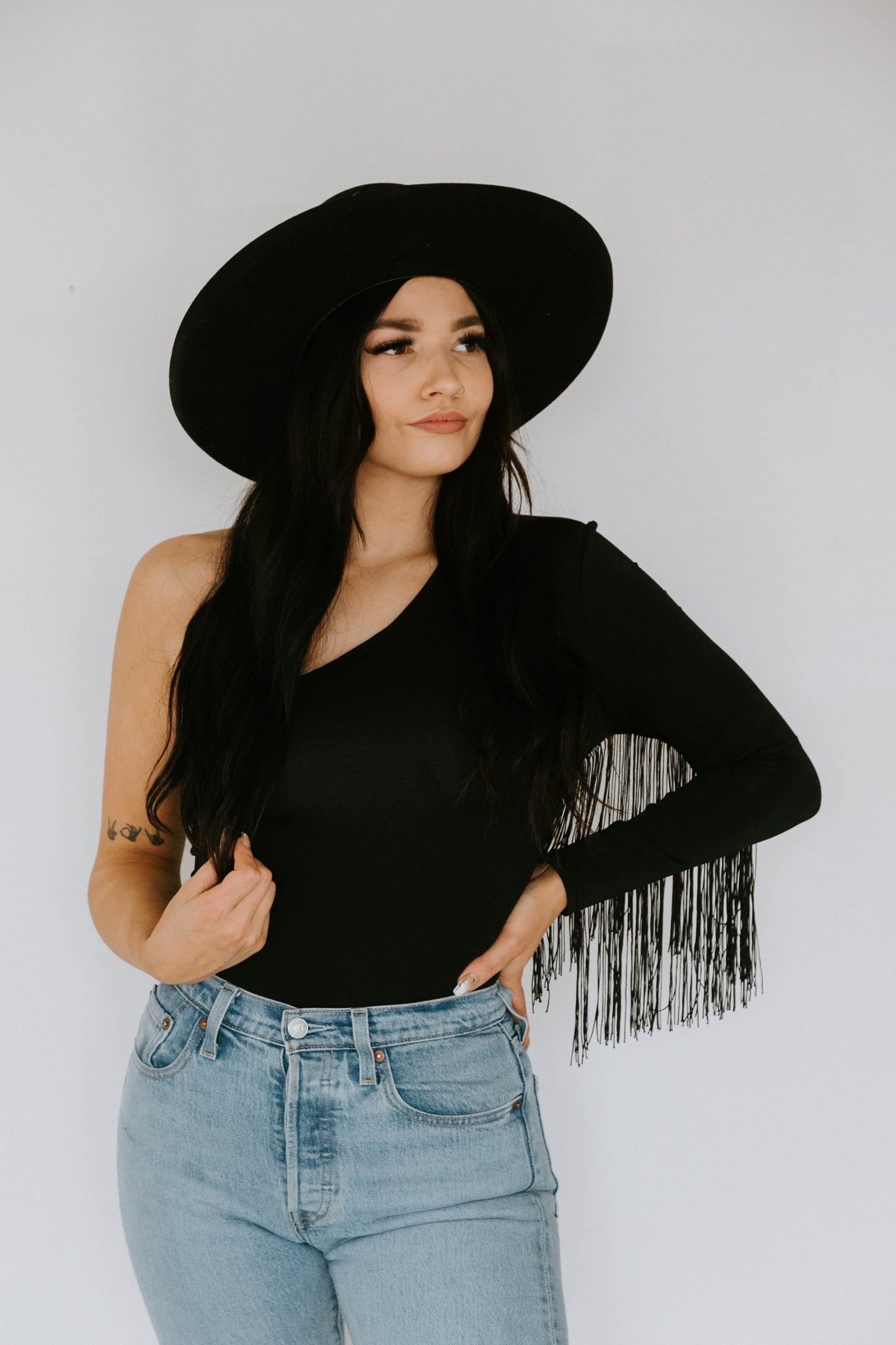 Wanted Fringe One Arm Bodysuit