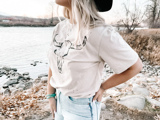 Distressed Long Horn Graphic Tee