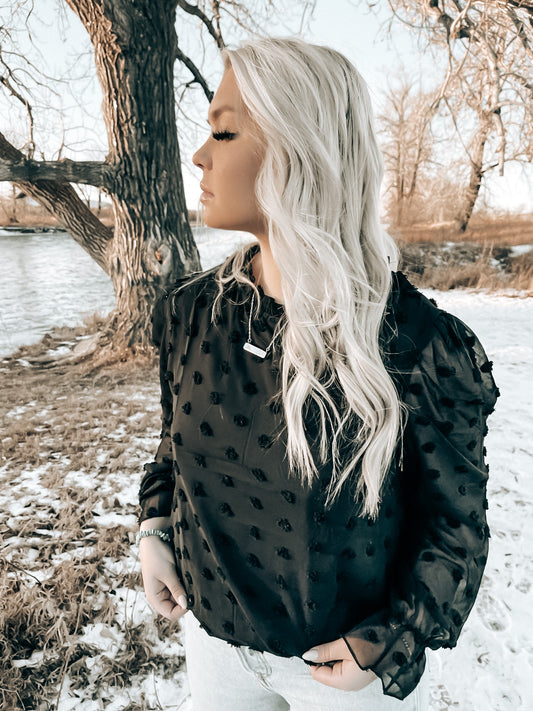 Pretty In Polka Dot Mesh Blouse