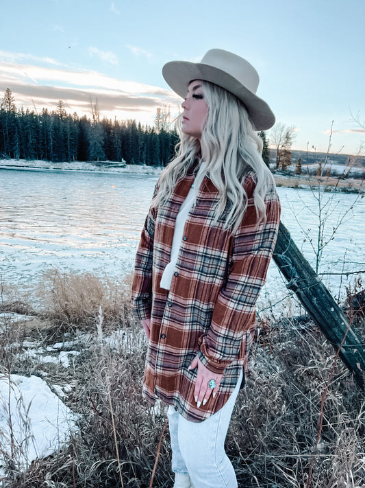 Perfect Plaid Shacket-Copper