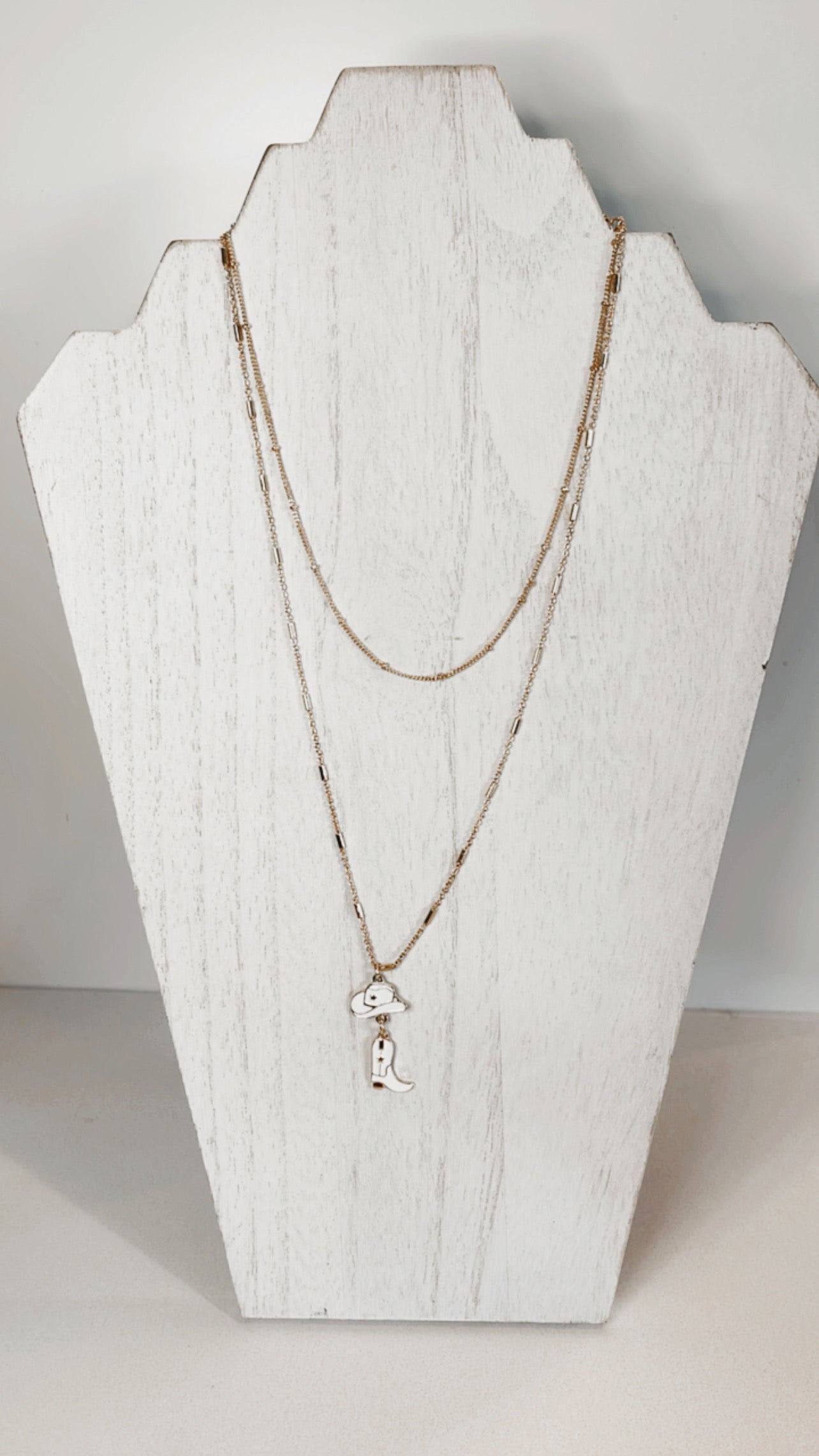 Double Pendant Cowboy Hat & Boots Necklace