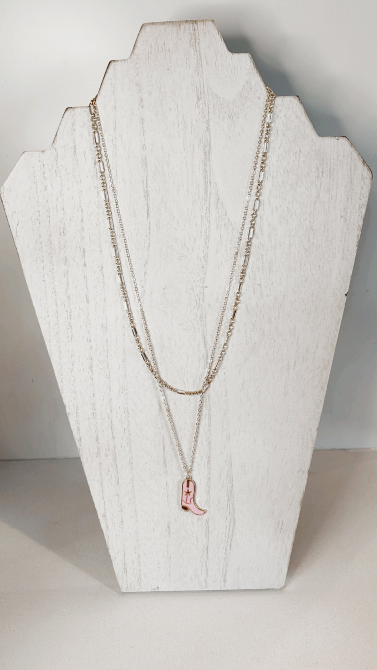 Double Chain Cowboy Boot Necklace
