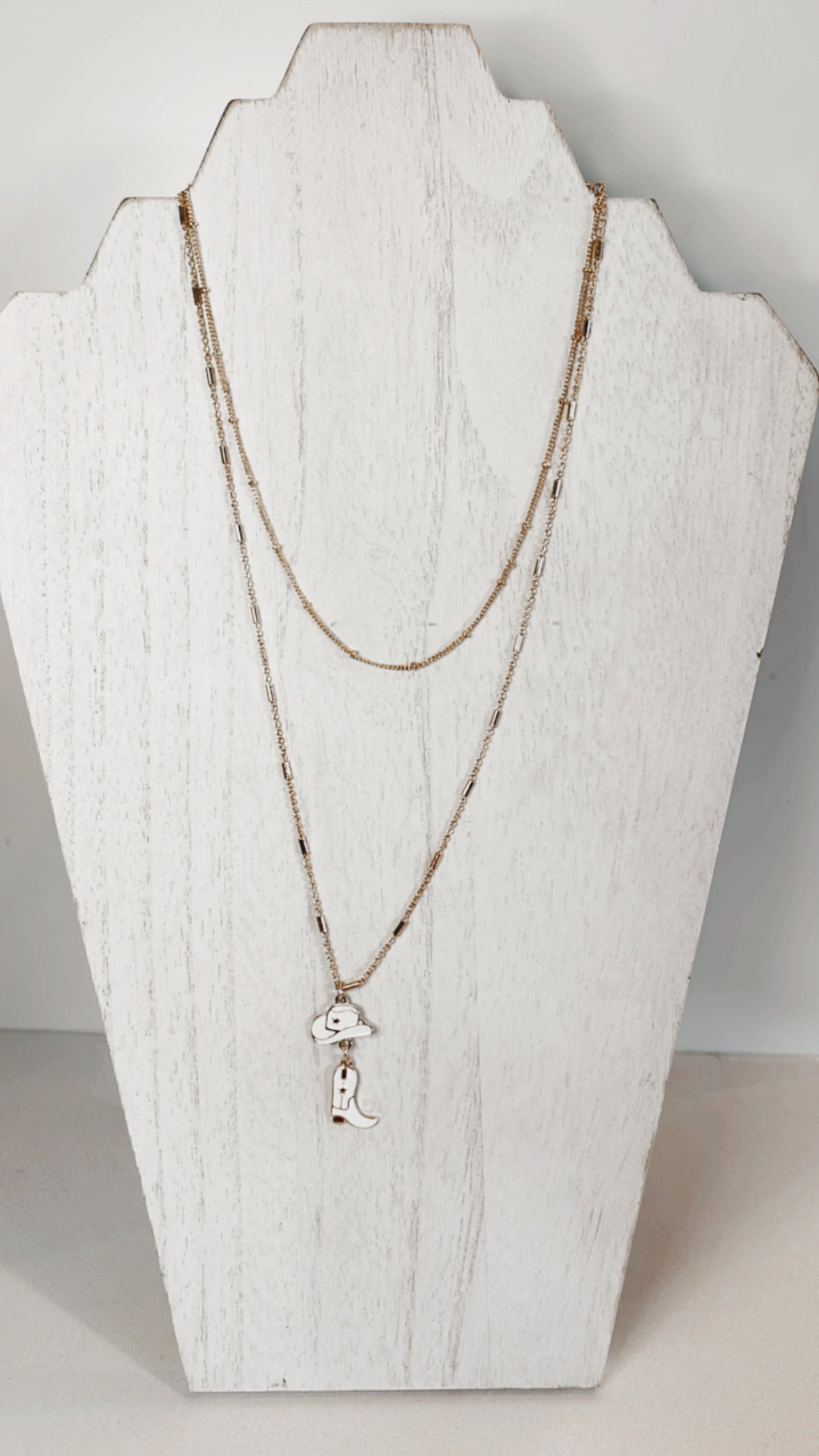 Double Pendant Cowboy Hat & Boots Necklace