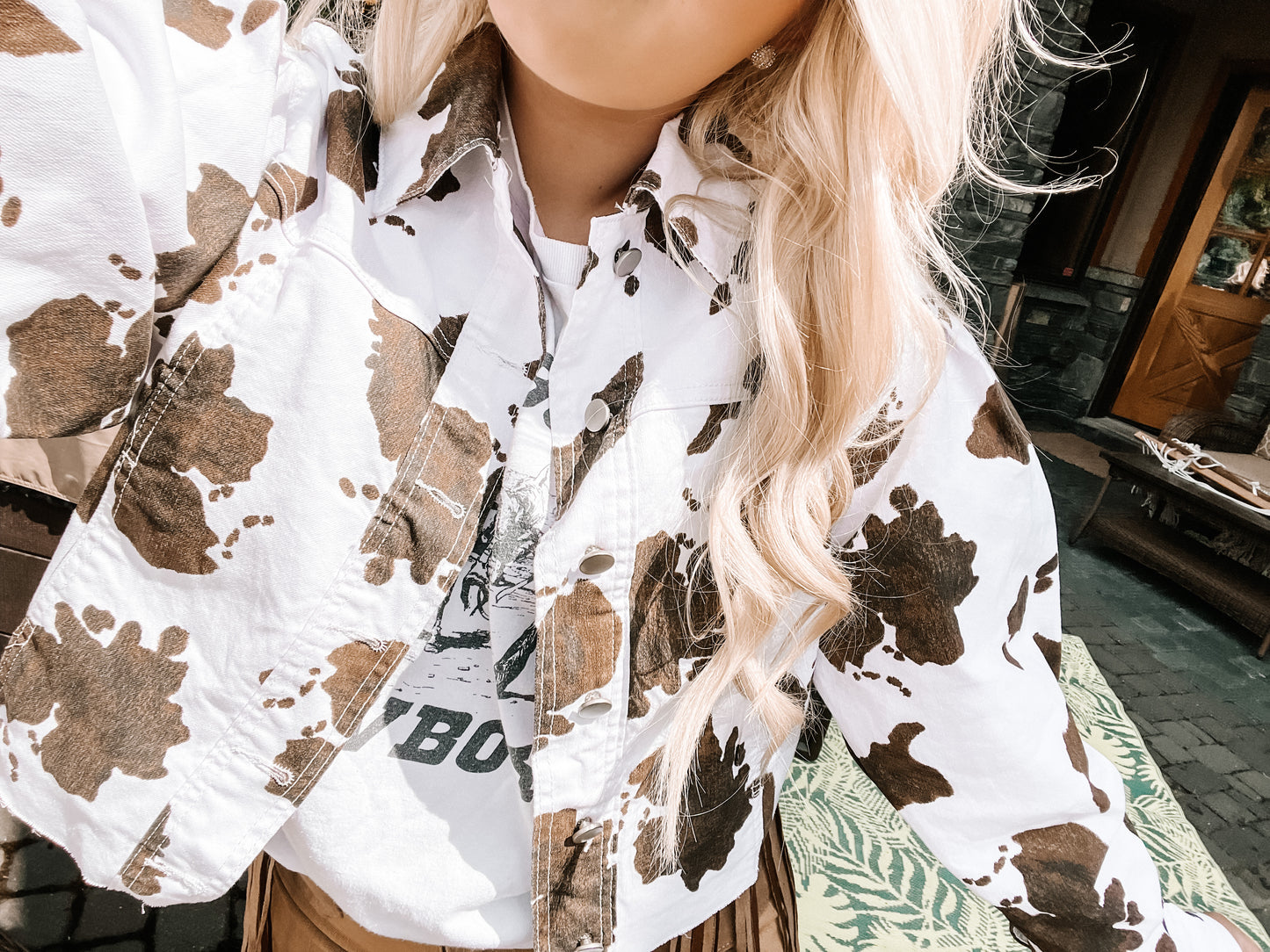 Cow Print Jean Jacket