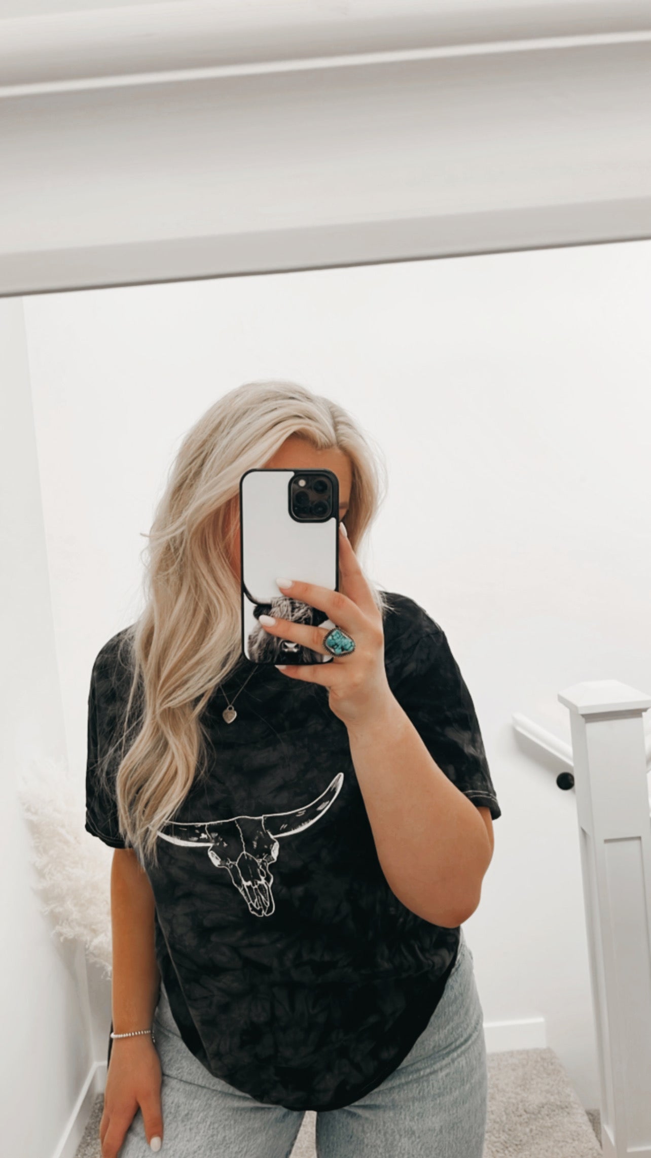 Tie Dye Bull Skull Tee