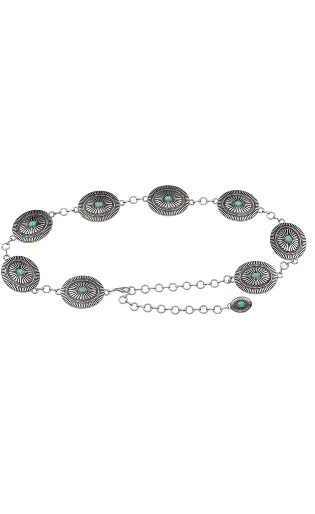 Western Silver Turquoise Concho Belt