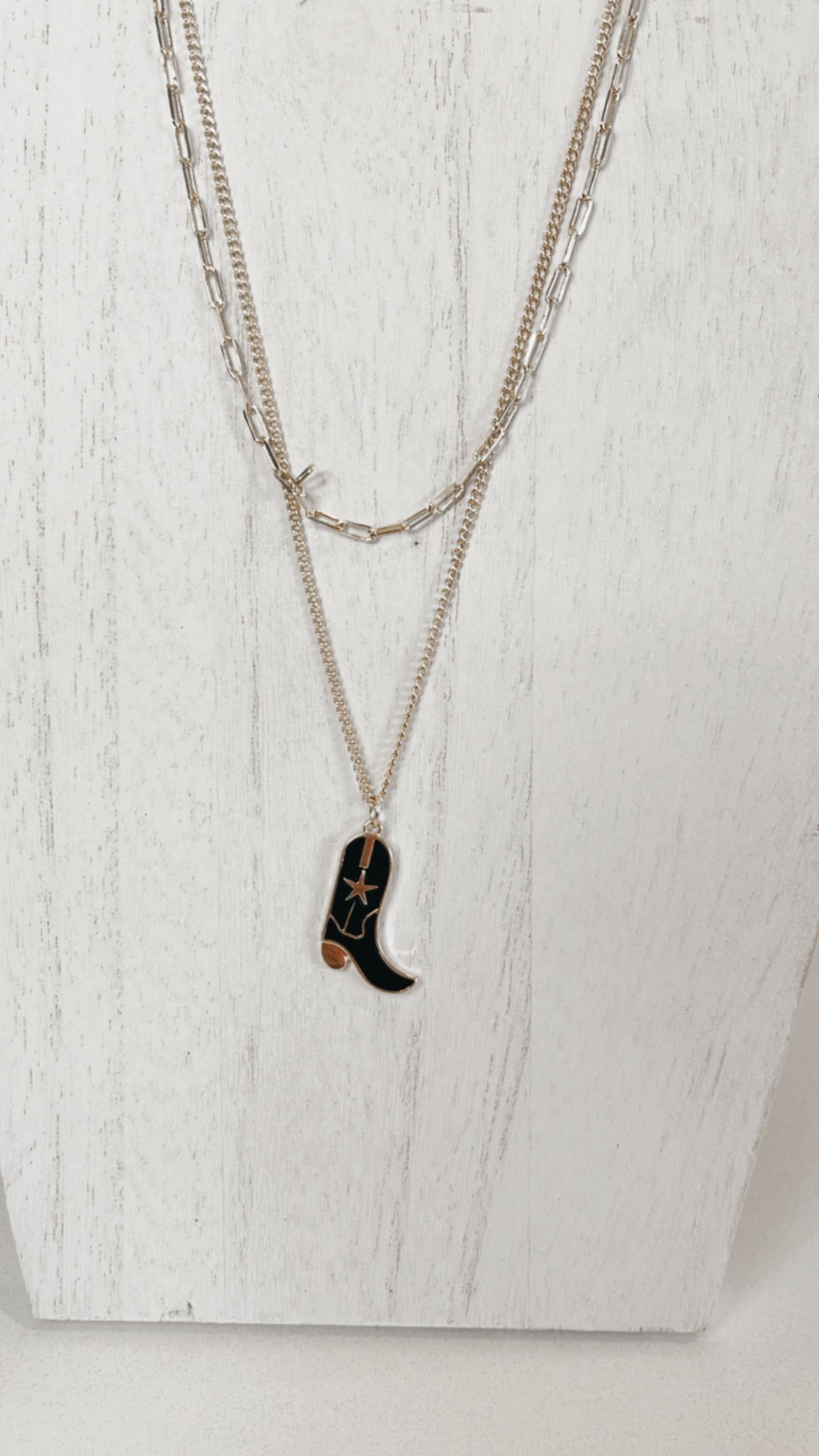 Double Chain Cowboy Boot Necklace