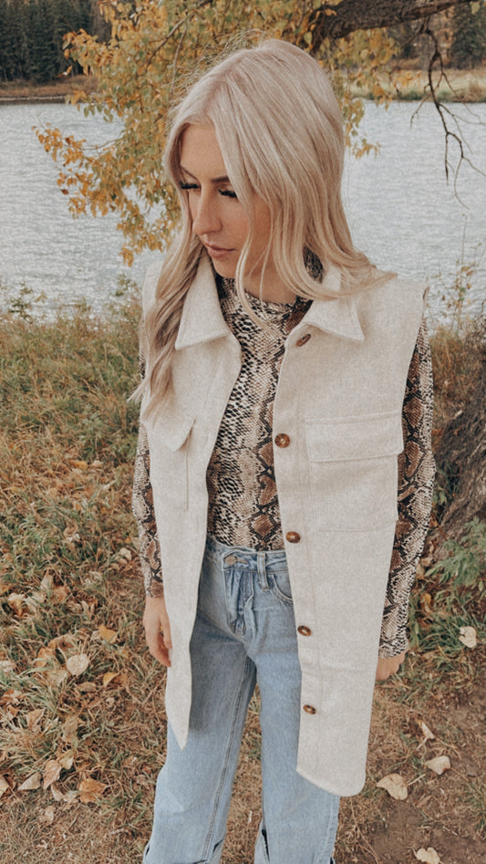 Shacket Vest - Oatmeal