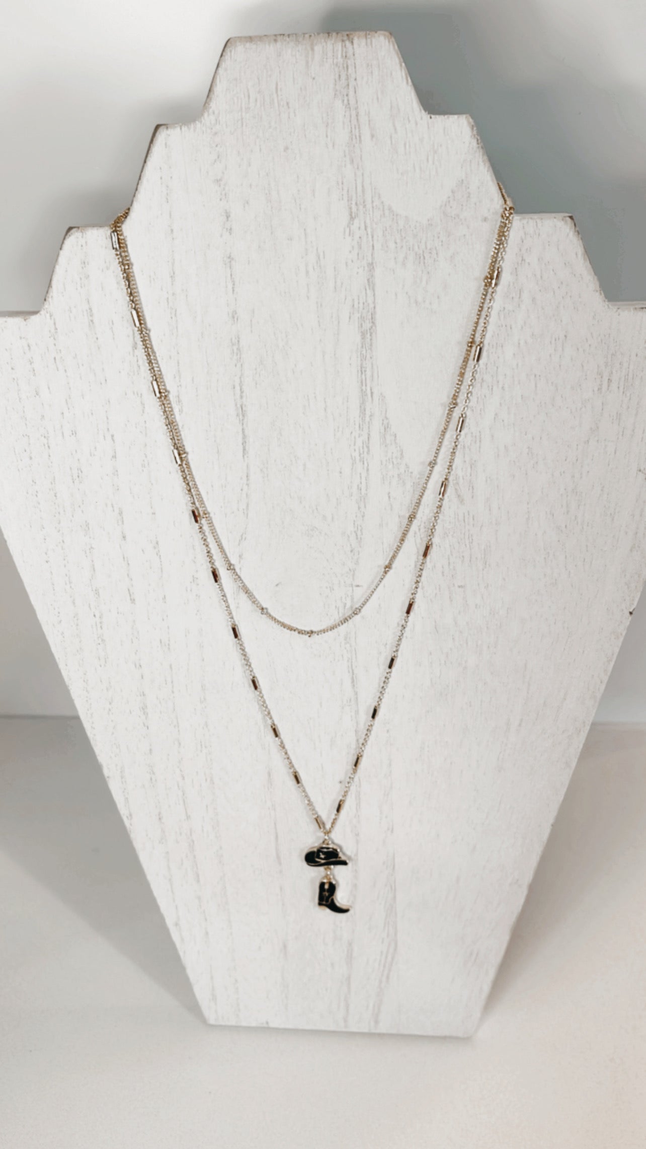 Double Pendant Cowboy Hat & Boots Necklace