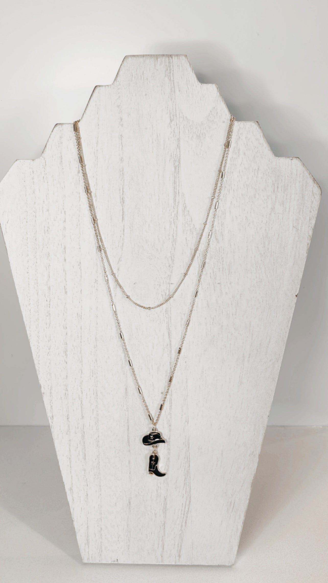 Double Pendant Cowboy Hat & Boots Necklace