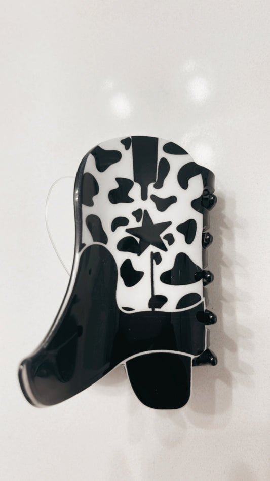 Cow Print Cowboy Boot Claw Clip