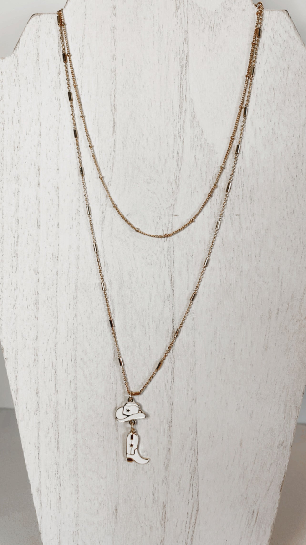 Double Pendant Cowboy Hat & Boots Necklace