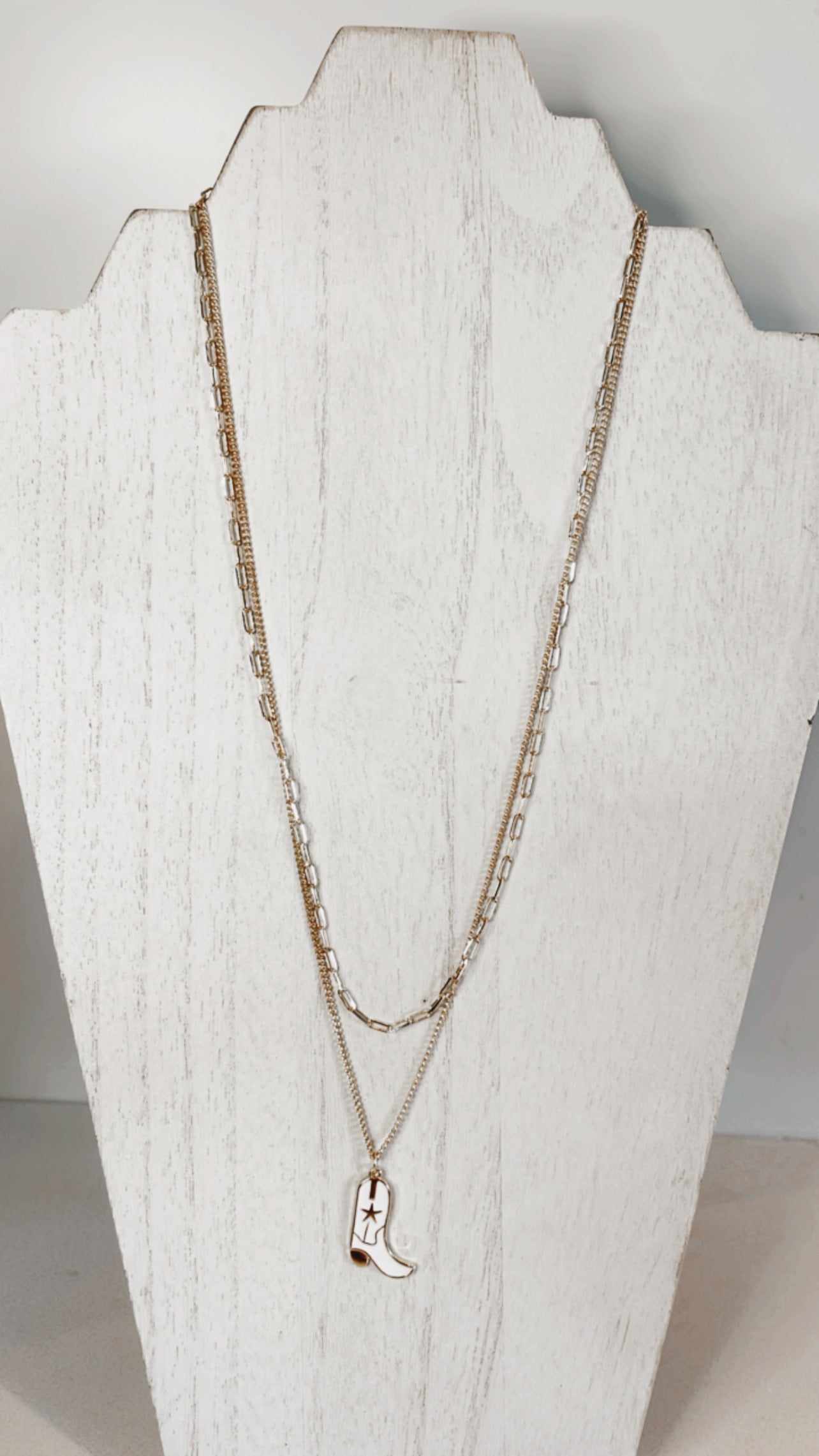 Double Chain Cowboy Boot Necklace