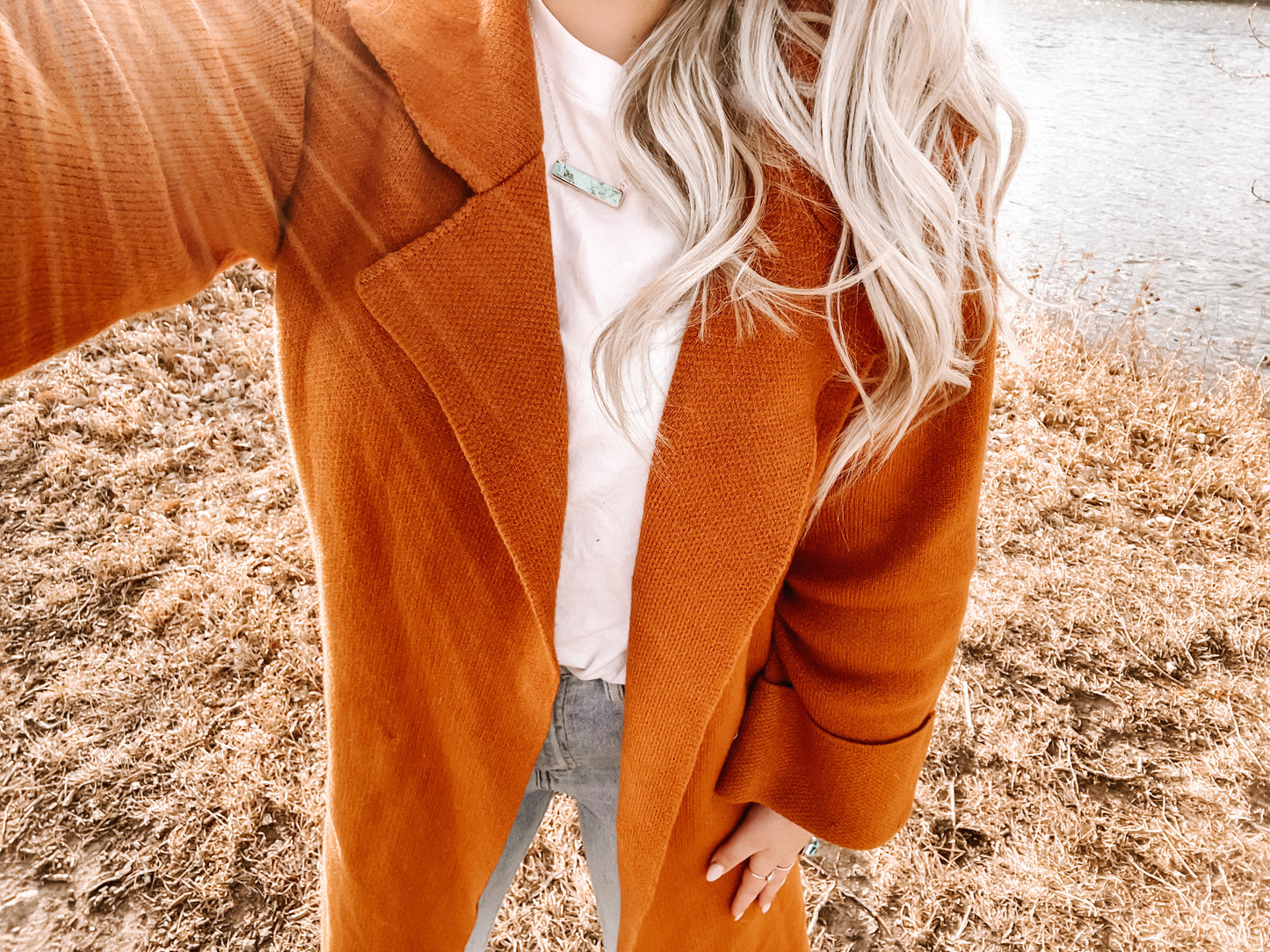 Effortless Knitted Rust Coat