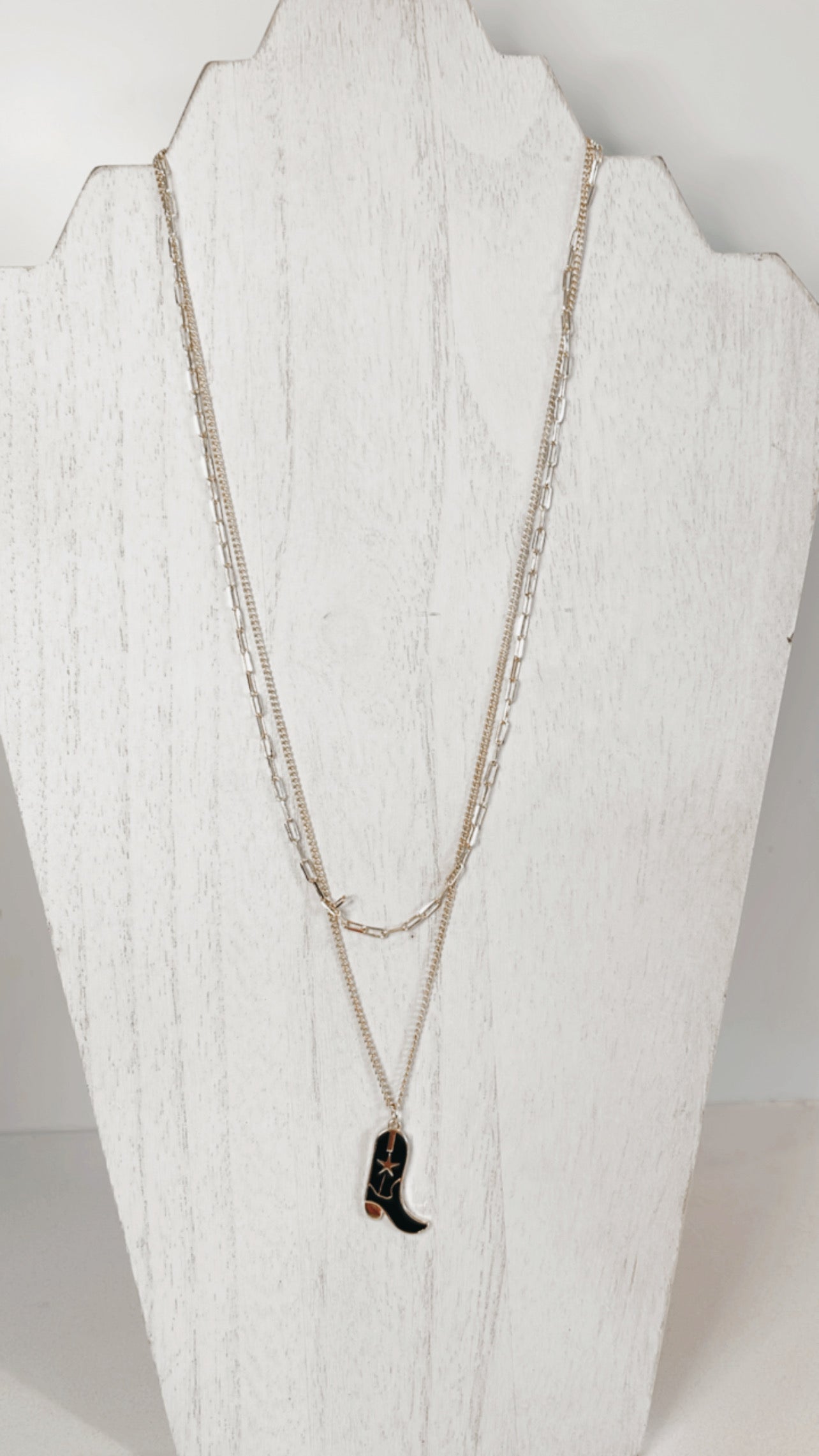 Double Chain Cowboy Boot Necklace