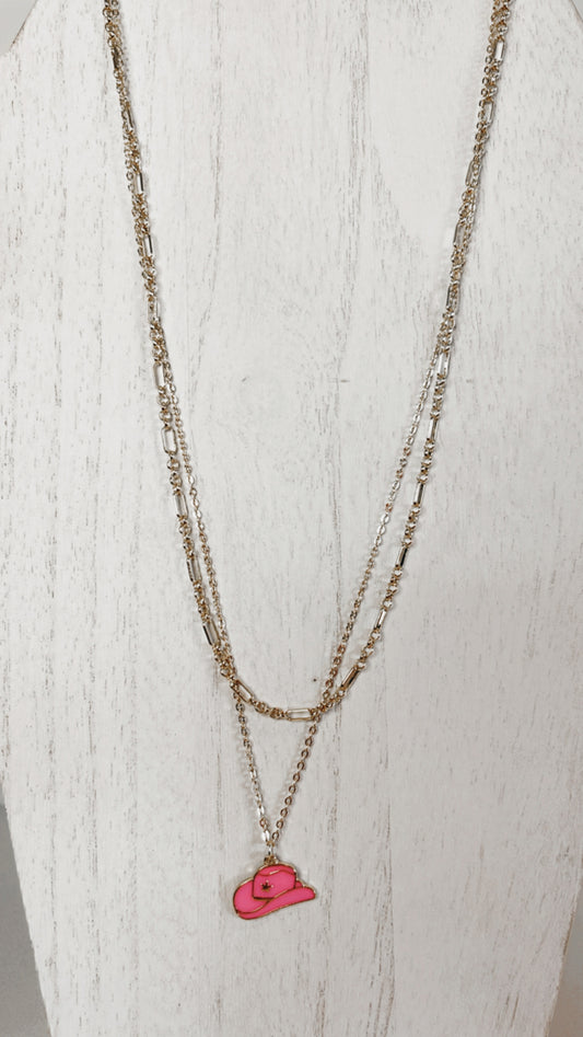 Double Chain Cowboy Hat Necklace